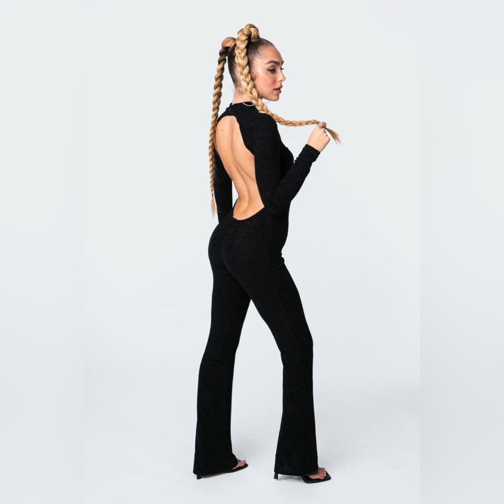 Edikted Divine Open Back Flare Jumpsuit